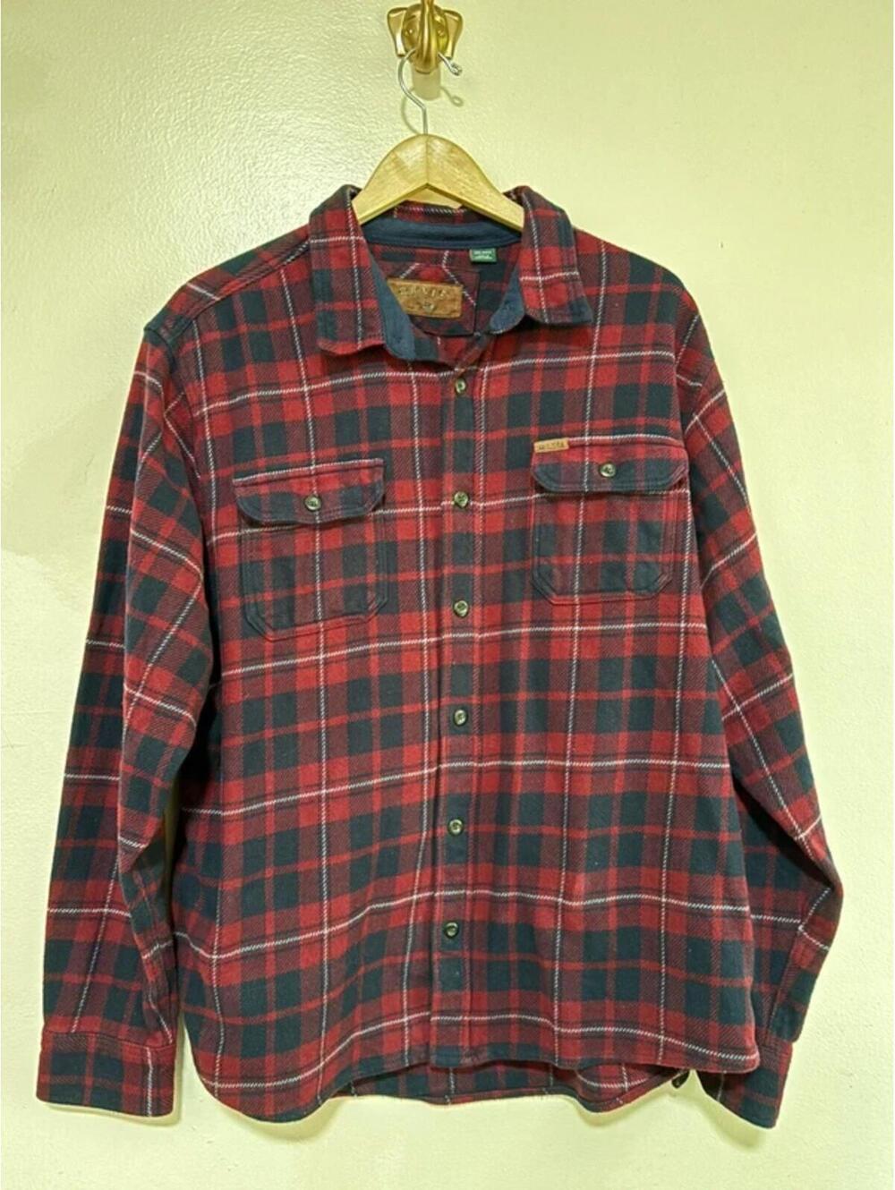 Orvis Plaid Flannel Shacket XXL Red & Blue